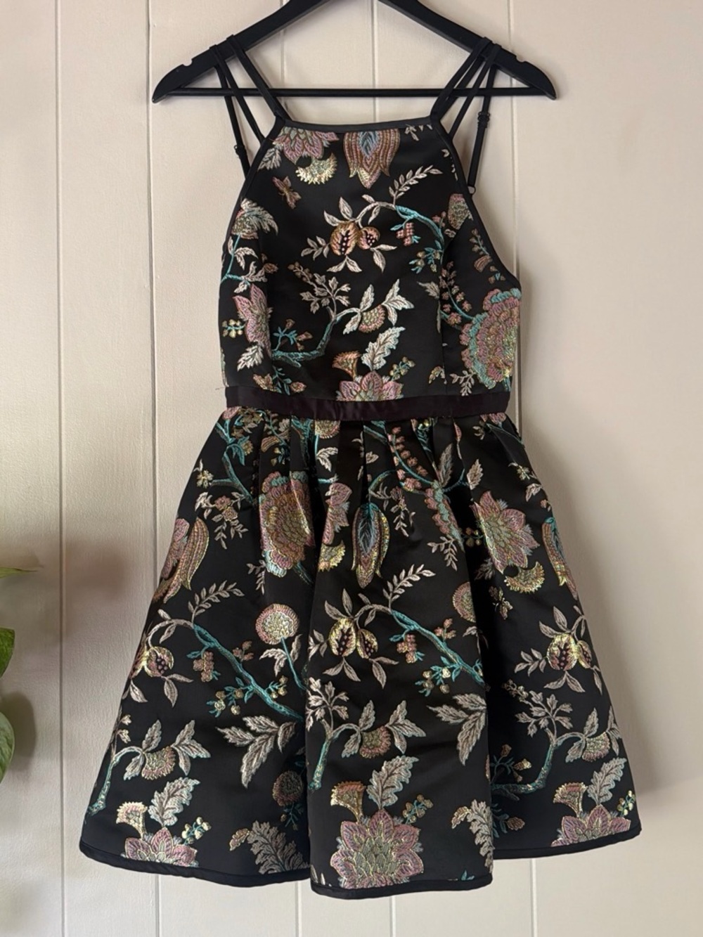 Black Floral Embroidered Party Dress